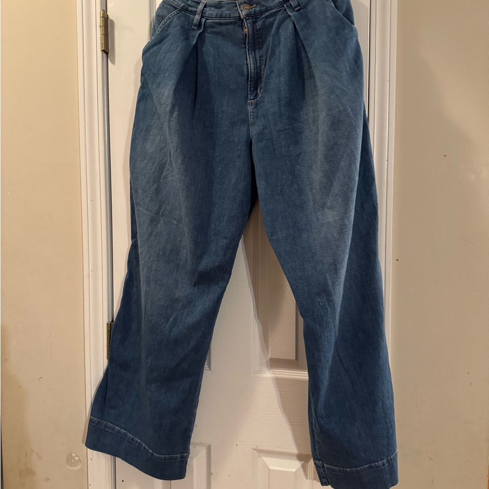 Joe's Jeans pleated wide leg Jeans in Medium Blue